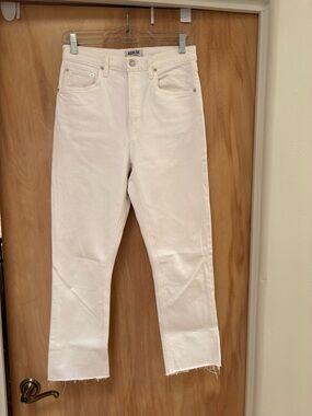 Agolde Riley White High-Rise Cropped Straight Jeans